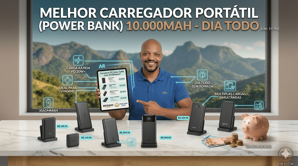 Melhor carregador portátil (Power Bank) 10.000mAh - Dia todo