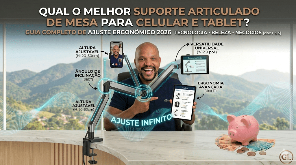 Suporte articulado de mesa para celular e tablet - Ajuste
