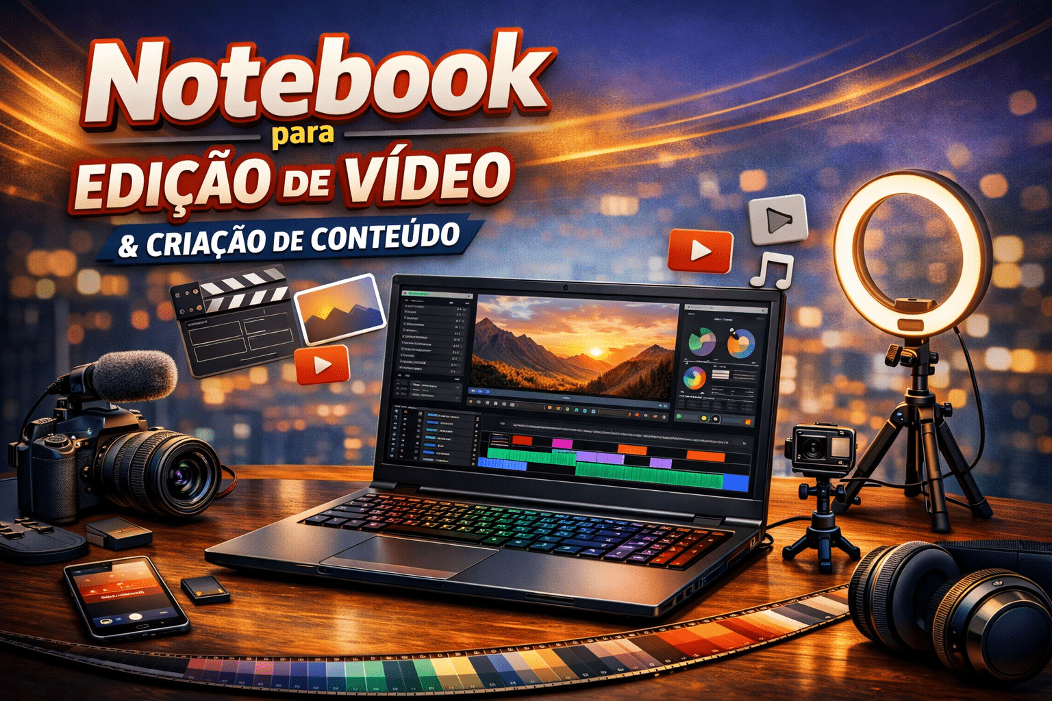 Notebook para edição de vídeo e criação de conteúdo